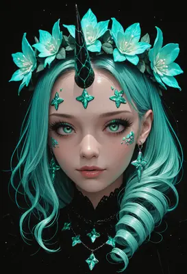 Ethereal Unicorn Maiden with Floral Crown