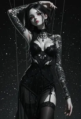 Gothic Marionette with Rose Tattoos