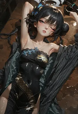 Wet Reflections in Midnight Silk