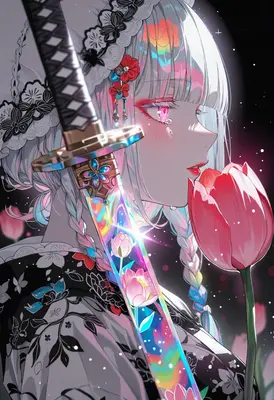 Crying Maiden With Enchanted Floral Blade