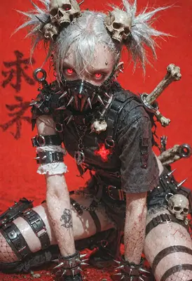 Gothic Punk Warrior with Skull Accents