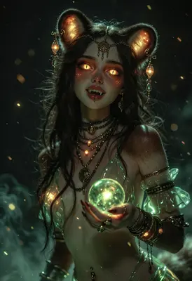 Mystical Forest Spirit with Glowing Orb