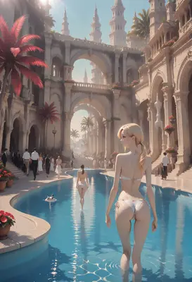 Sunlit Palace Poolside Retreat