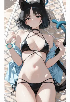 Cat Girl Relaxing in a Hammock