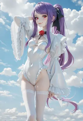 Purple Haired Maiden in White