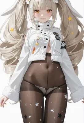 Cute Bunny Girl in Starry Tights