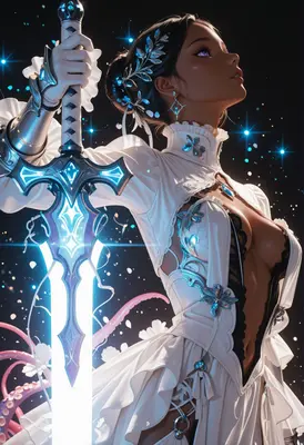 Celestial Warrior with Glowing Blade