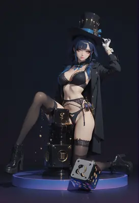 Elegant Magician with Golden Dice