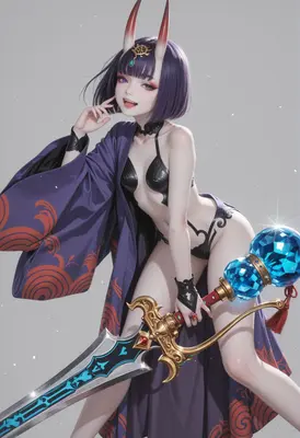 Oni Sorceress with Glowing Crystal Blade