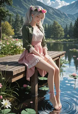 Serene Moment by the Mountain Lake