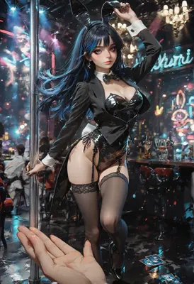 Neon Nightclub Bunny Performer