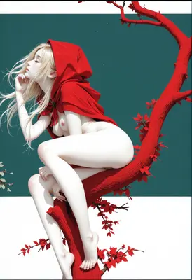 Scarlet Hooded Muse in Red Tree