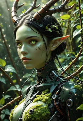 Cyborg Dryad in the Forest