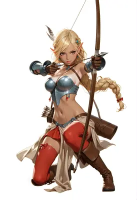 Blonde Elf Archer Aiming Bow