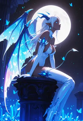 Moonlight Succubus Under the Night Sky