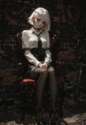 Gothic Girl Sitting on Ornate Throne