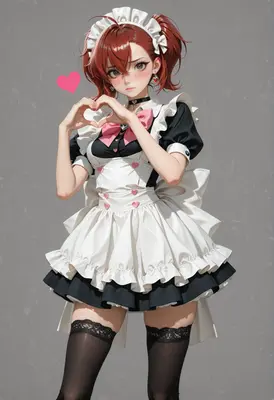 Shy Maid Making A Heart Gesture