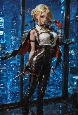 Cyberpunk Assassin in Neon City