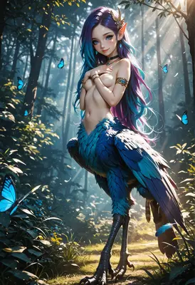 Enchanted Harpy in the Sunlit Forest