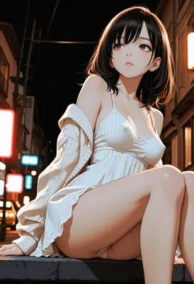 Night Stroll in White Dress