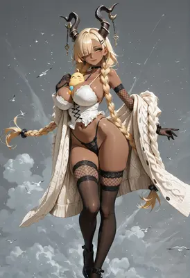 Demon Girl with Golden Braided Hair