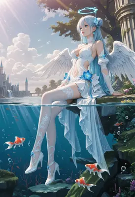 Celestial Angel Resting by the Water