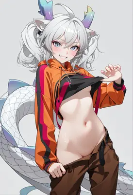 Playful Dragon Girl in Streetwear