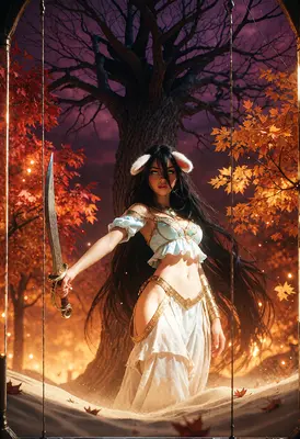 Warrior Maiden in Autumn Woods