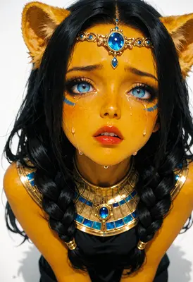 Tearful Egyptian Lion Goddess Portrait