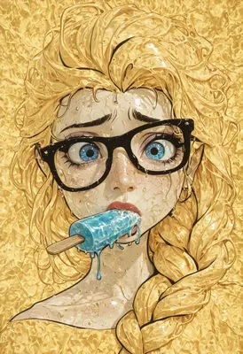Melting Golden Hair and Blue Popsicle