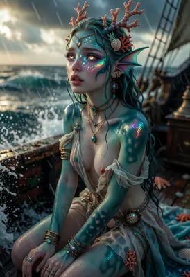 Ethereal Siren Upon The Stormy Sea