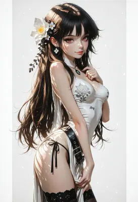 Ethereal Beauty in White Floral Attire