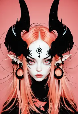 Ethereal Demon with Glowing Pink Eyes