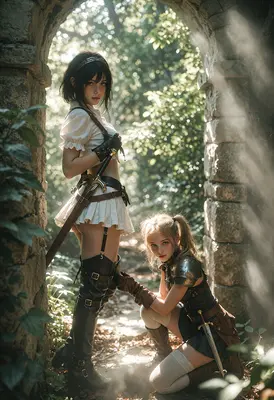 Adventurers Resting in Ancient Ruins