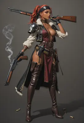 Fiery Pirate Gunslinger in Action