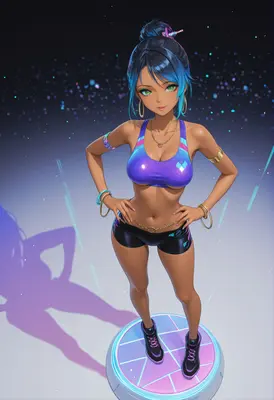 Neon Cyberpunk Dancer Pose