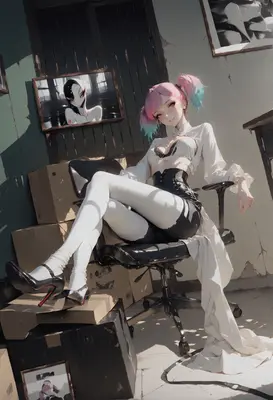 Stylish Girl Relaxing in Office Chair