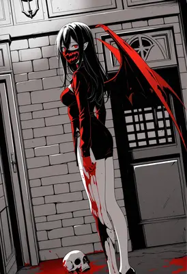 Demon Girl with Bloodied Hands