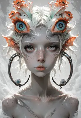 Ethereal Being with Floral Eye Accents