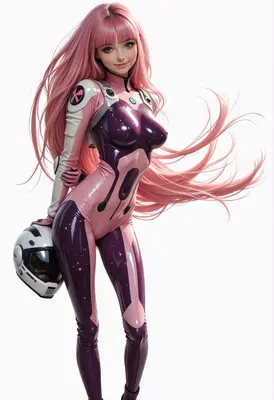 Pink Haired Racer in Cosmic Suit