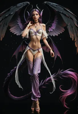 Ethereal Fallen Angel with Dark Wings