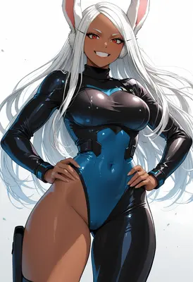 Confident Heroine Mirko in Latex Suit
