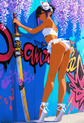 Kitsune Warrior Against Urban Graffiti