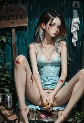 Solitary Rain Under the Wooden Sign