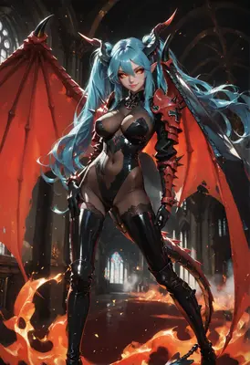 Fiery Demon Queen in Gothic Cathedral