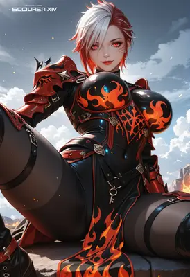 Fiery Crimson Warrior in Battle Armor