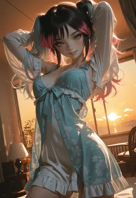 Sunset Serenity in Flowing Sleepwear