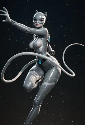 Futuristic Cybernetic Cat Heroine