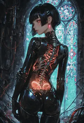Cyborg Elegance in Gothic Light