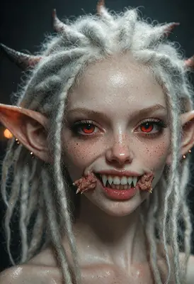 Ethereal Demon with Glowing Red Eyes